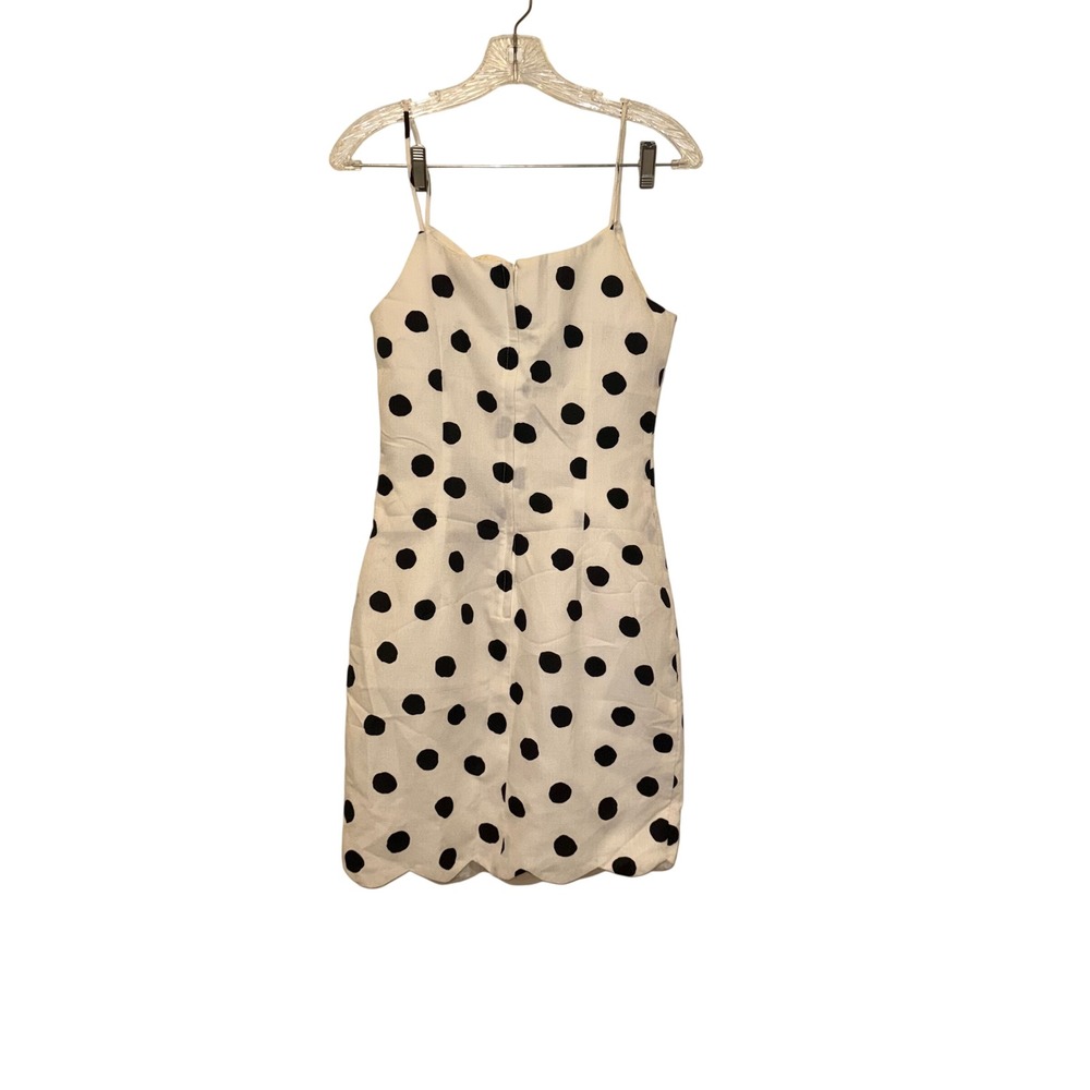 Roberta Vintage 90s Polka Dot Dress Womens 7/8 White Black Scalloped Mini